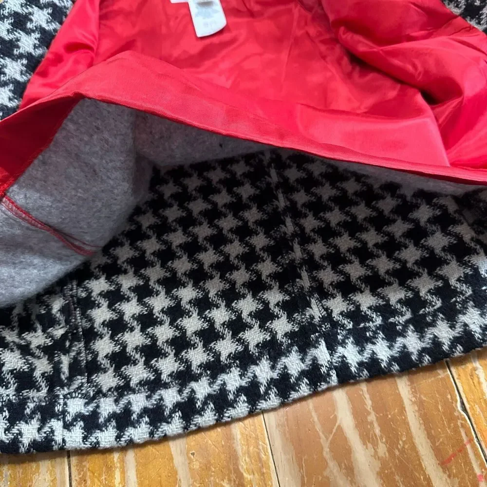 NOS Vintage Climate Control Jacket Girls Sz 4 Black White Houndstooth Wool Blend